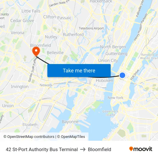 42 St-Port Authority Bus Terminal to Bloomfield map