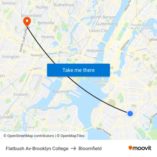 Flatbush Av-Brooklyn College to Bloomfield map
