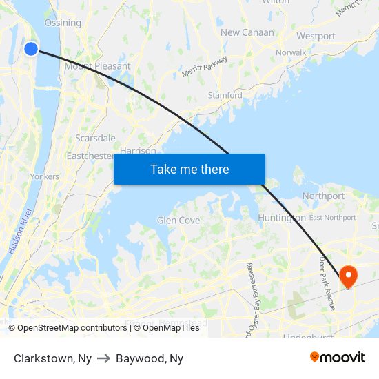 Clarkstown, Ny to Baywood, Ny map