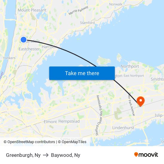 Greenburgh, Ny to Baywood, Ny map