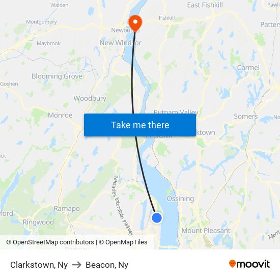 Clarkstown, Ny to Beacon, Ny map