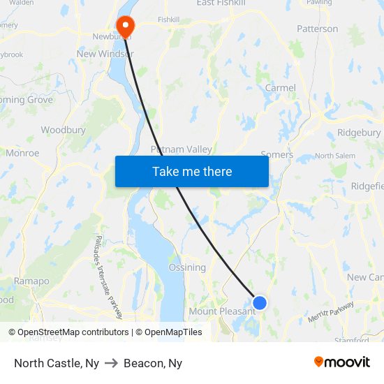 North Castle, Ny to Beacon, Ny map