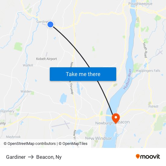 Gardiner to Beacon, Ny map