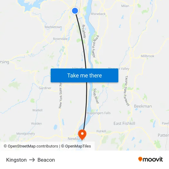 Kingston to Beacon map
