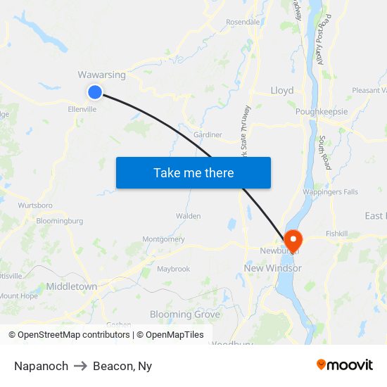 Napanoch to Beacon, Ny map