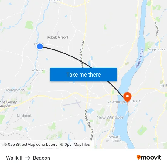 Wallkill to Beacon map