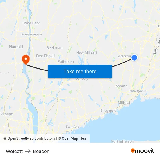 Wolcott to Beacon map