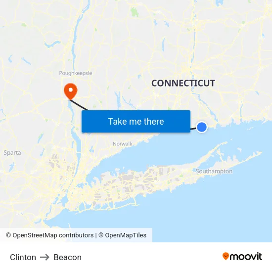 Clinton to Beacon map