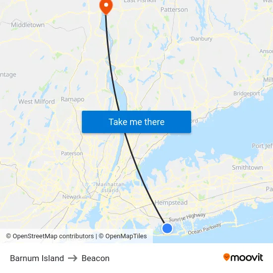 Barnum Island to Beacon map