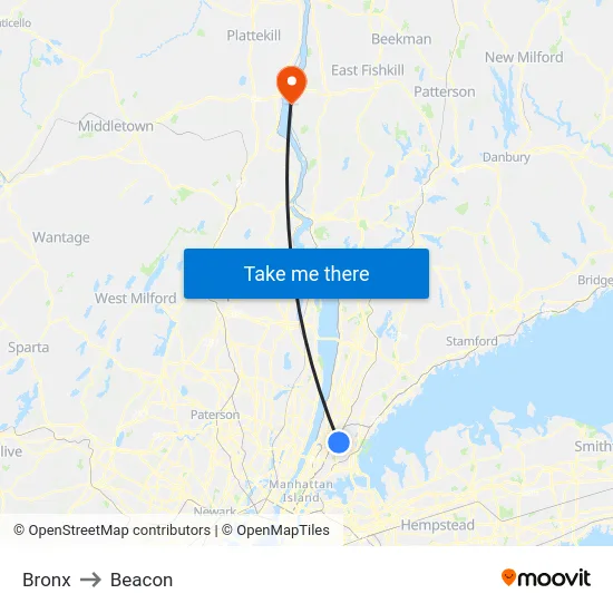 Bronx to Beacon map