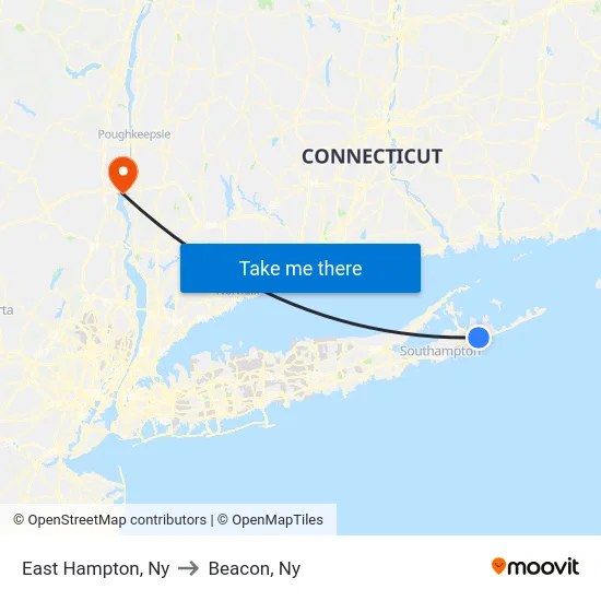 East Hampton to Beacon, Ny map