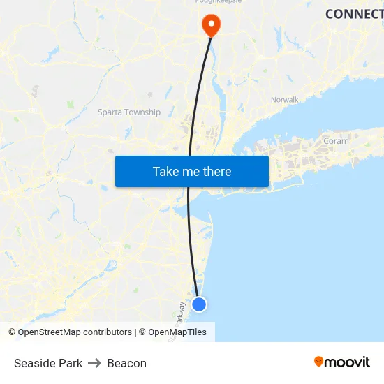 Seaside Park to Beacon map