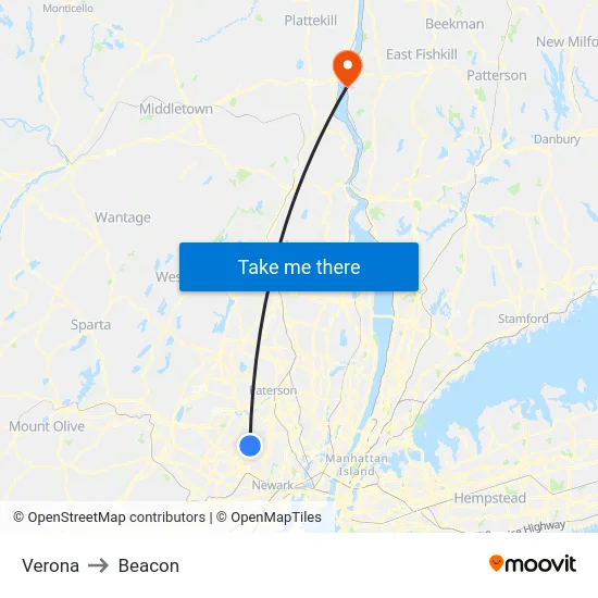 Verona to Beacon map