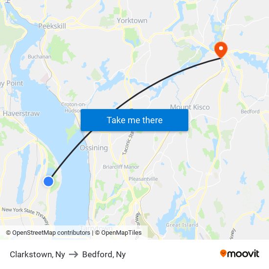 Clarkstown, Ny to Bedford, Ny map