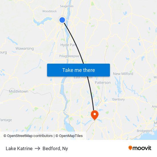 Lake Katrine to Bedford, Ny map