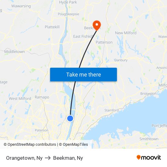 Orangetown, Ny to Beekman, Ny map