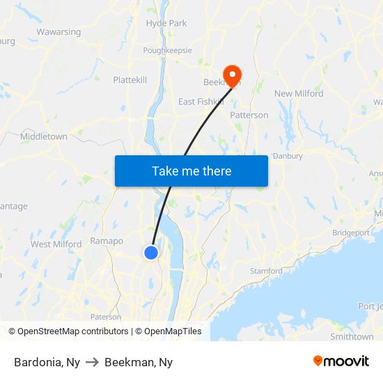 Bardonia, Ny to Beekman, Ny map