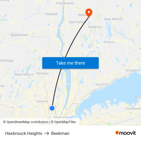 Hasbrouck Heights to Beekman map