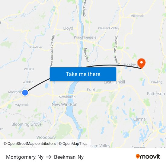 Montgomery, Ny to Beekman, Ny map