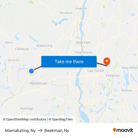 Mamakating, Ny to Beekman, Ny map