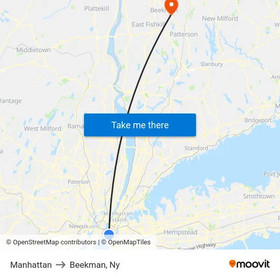 Manhattan to Beekman, Ny map