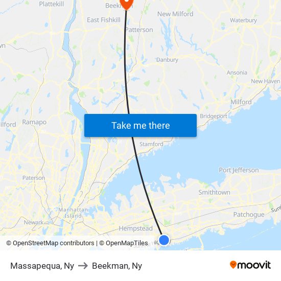 Massapequa, Ny to Beekman, Ny map