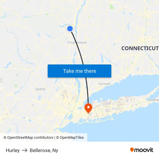 Hurley to Bellerose, Ny map