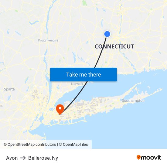 Avon to Bellerose, Ny map