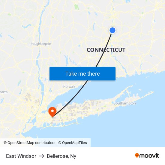 East Windsor to Bellerose, Ny map