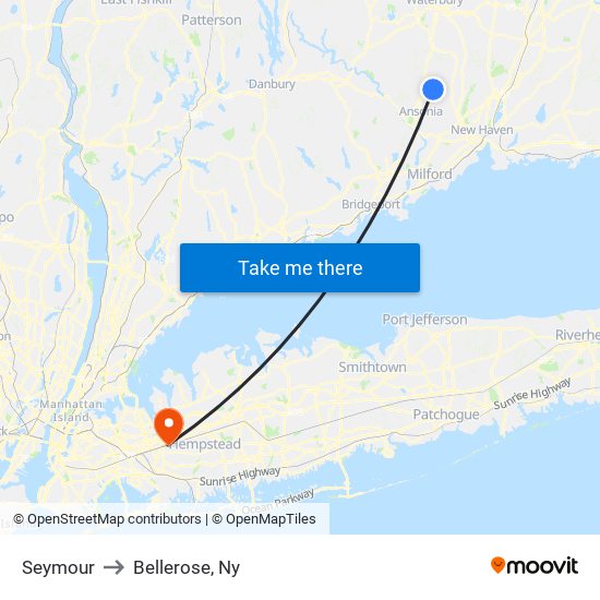 Seymour to Bellerose, Ny map