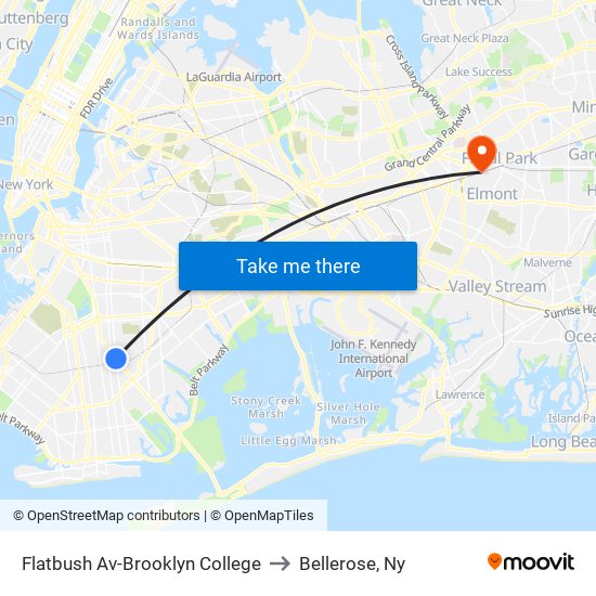 Flatbush Av-Brooklyn College to Bellerose, Ny map