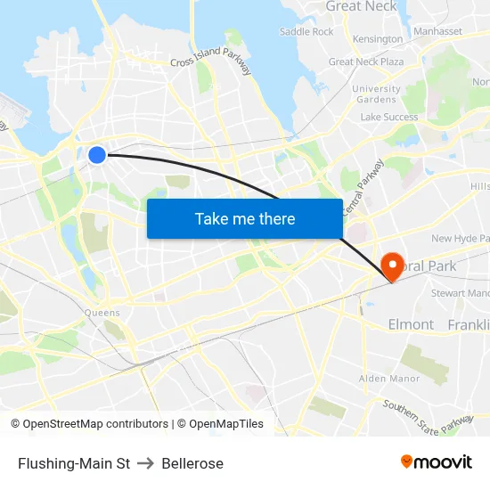 Flushing-Main St to Bellerose map