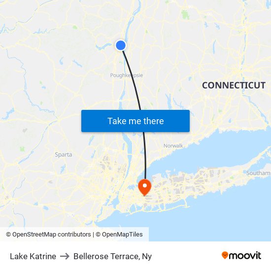 Lake Katrine to Bellerose Terrace, Ny map