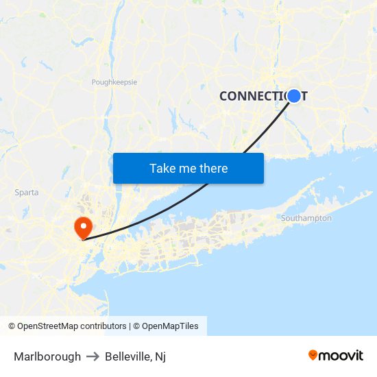 Marlborough to Belleville, Nj map