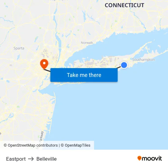 Eastport to Belleville map