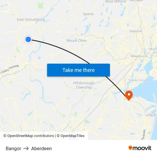 Bangor to Aberdeen map