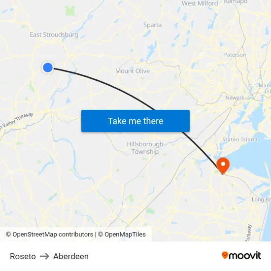 Roseto to Aberdeen map