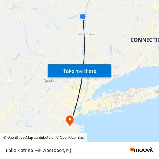 Lake Katrine to Aberdeen, Nj map