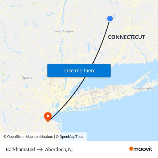 Barkhamsted to Aberdeen, Nj map