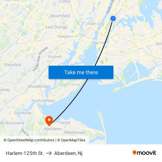 Harlem-125th St. to Aberdeen, Nj map