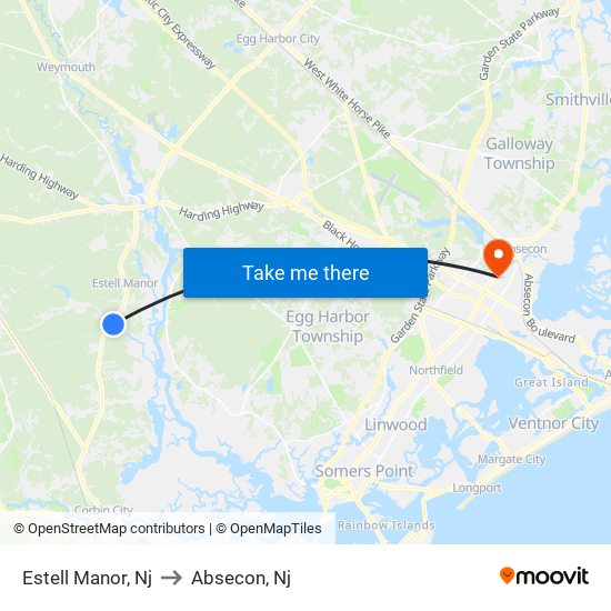 Estell Manor, Nj to Absecon, Nj map