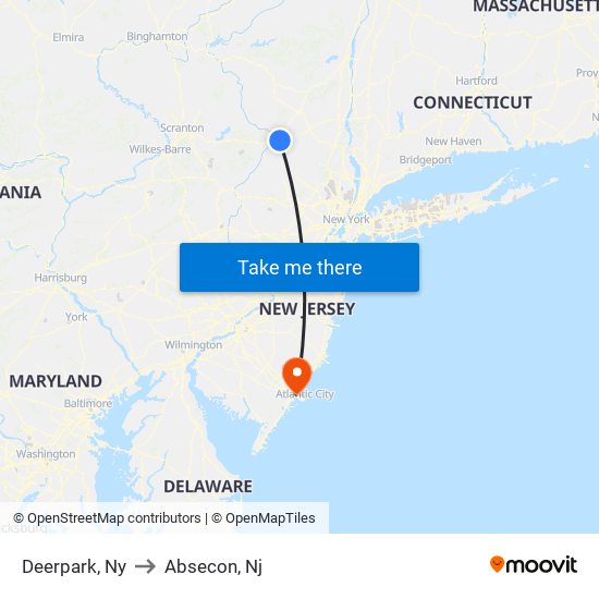 Deerpark, Ny to Absecon, Nj map