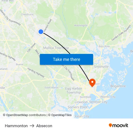 Hammonton to Absecon map
