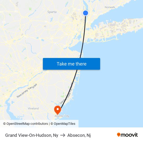 Grand View-On-Hudson, Ny to Absecon, Nj map