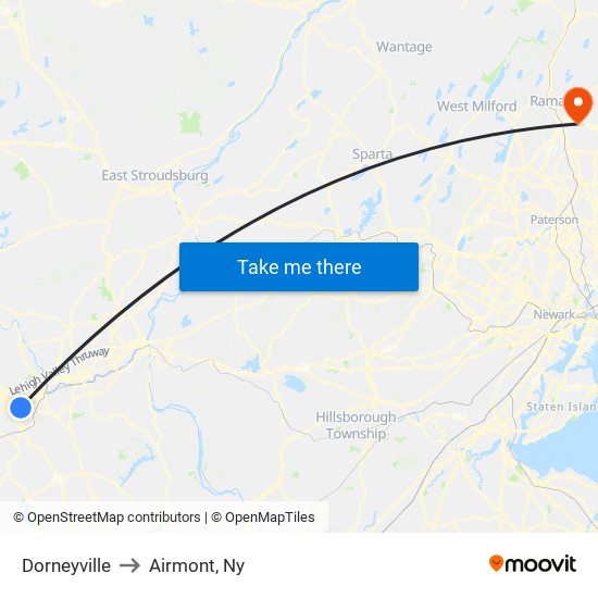 Dorneyville to Airmont, Ny map