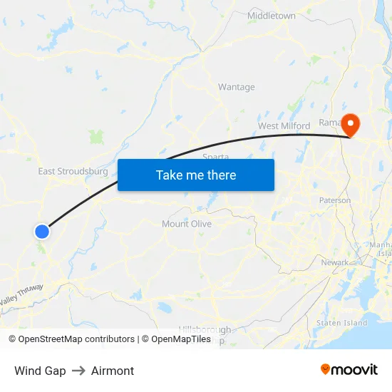 Wind Gap to Airmont map
