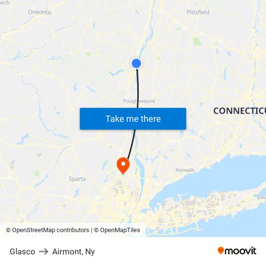 Glasco to Airmont, Ny map