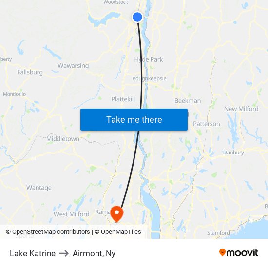 Lake Katrine to Airmont, Ny map