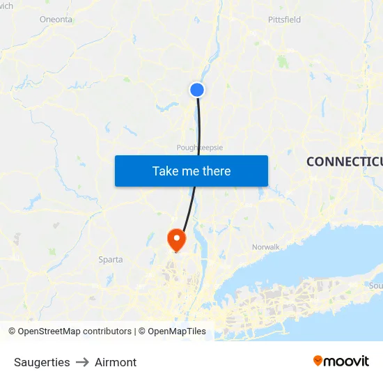 Saugerties to Airmont map