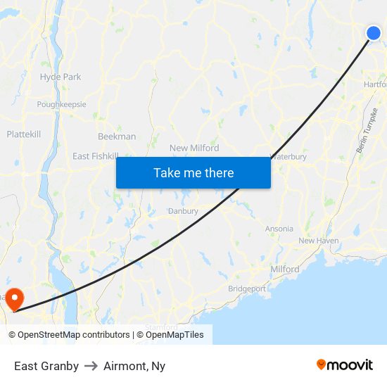 East Granby to Airmont, Ny map